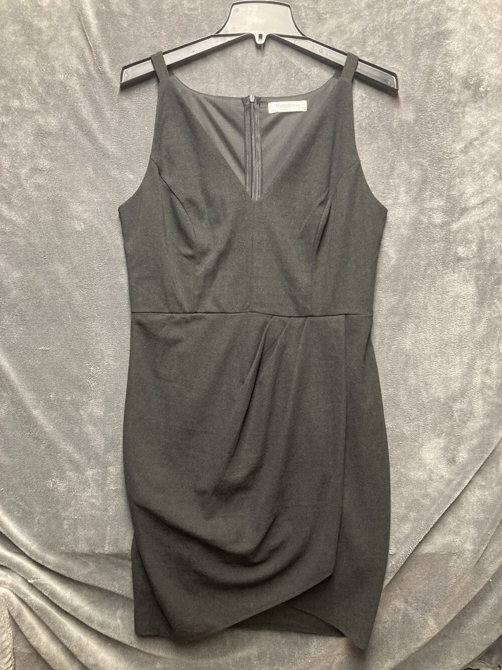 Manydress Fitted Draped Sleeveless Little Black Dress L Capsule Corporate Chic